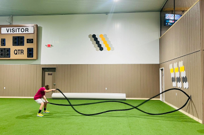 Battle rope training on the turf