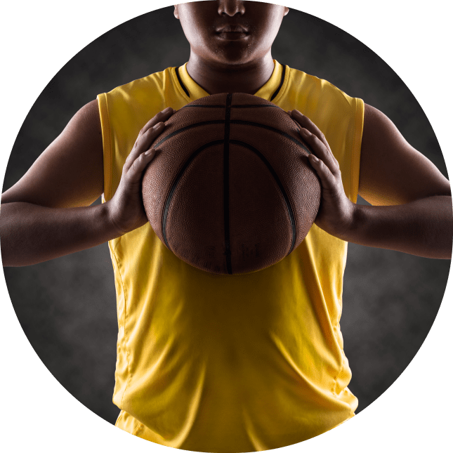 Athlete holding a basketball